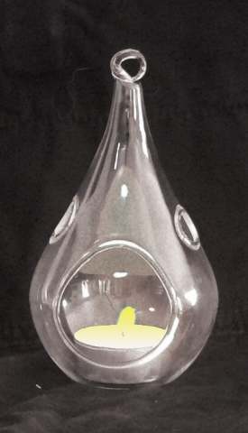 Hanging Clear Glass Candle Holder Tear Drop - Outdoor or Indoor